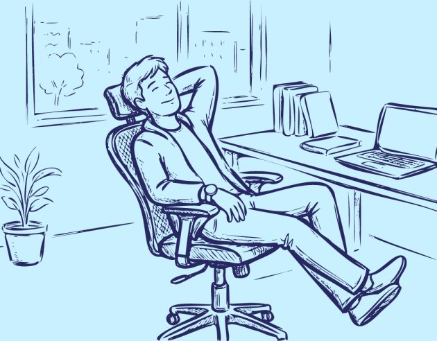 illustratie persoon aan het relaxen op kantoor