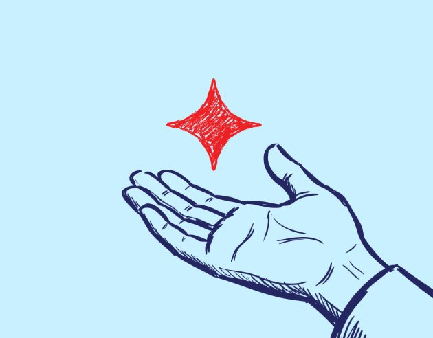 illustratie hand met spark