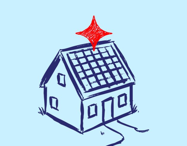 Illustratie dak met zonnepanelen