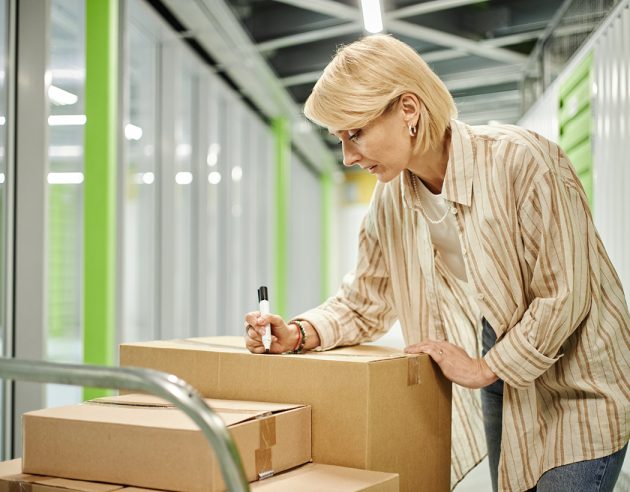 Vrouw met verhuisdoos